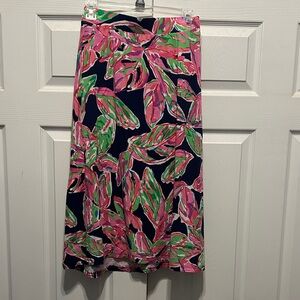 Lilly Pulitzer Pink and Green and Blue Leaf Print Skirt